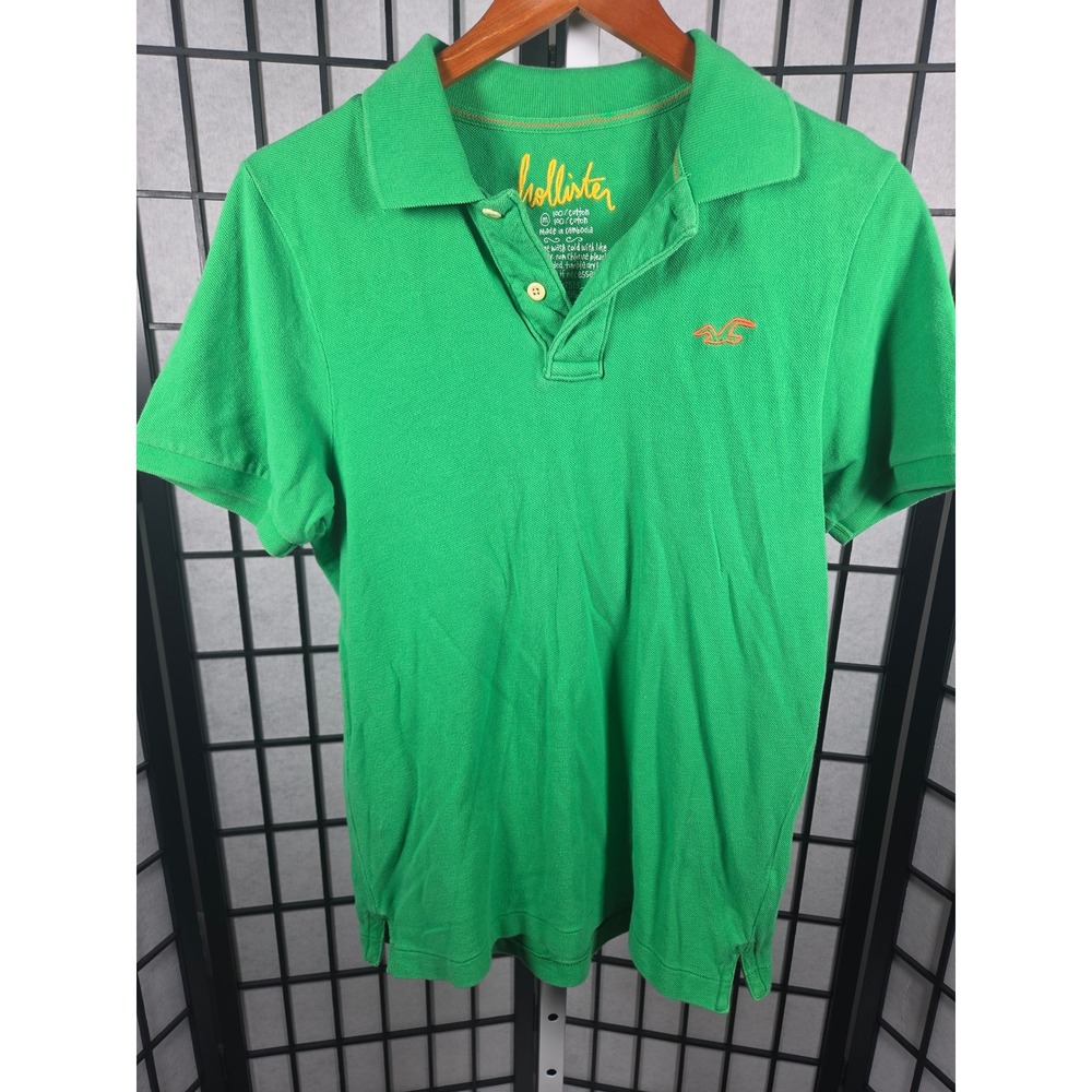 Hollister Mens Green Short Sleeve Pique Polo Shirt Vintage Y2K Size M
